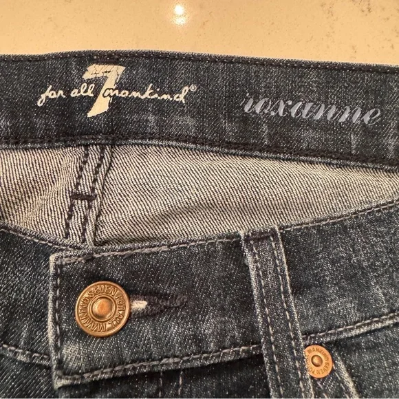 7 FOR ALL MANKIND | Midrise Women’s Distressed Slim Straight Blue Jeans Size 28 - Picture 8 of 11